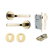 Iver Annecy Door Lever Handle on Round Rose Entrance Kit Key/Key