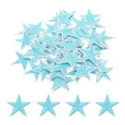 5Star Iron on Patches Embroidered Sew Patch Appliques Light Blue 50pcs