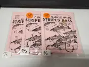 3 NJ Hand Tied TANDEM HOOK Striped Bass 5/0 Inline Circle Hook Bait Rigs