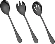 ULTECHNOVO 1 Set Stainless Steel Salad Serving Spoons Cutlery for Buffet Restaurant Use Includes Salad Spoon Fork Portable Lightweight Classic Design