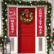We Wish You Merry Christmas Hanging Porch/Front Door Banners w/LED Lights 2 Pack