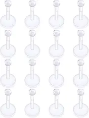 [Xnsjeyy] 16G Clear Earrings for Sports Plastic Monroe Lip Nose Ring Studs Forward Helix Conch Tragus Cartilage Earrings Studs Medusa Labret Piercing Jewelry Retainer for Surgery Women Men