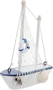 HOMSFOU 1Pc Sailing Boat Model Nautical Decor for Home Office Unique Lifebuoy Design Present for Birthdays Graduations Elegant Coastal Theme Decoration