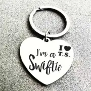 TAYLOR SWIFT Keyring chain fob I'm A Swiftie Heart Stainless Steel Tay Tay 1989