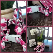 Top Paw Step-In Dog Harness Pink/Grey Argyle Size Large/Girth 30"-40" [New]