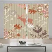 Deer In The Flowers 3D Blockout Photo Print Curtain Fabric Curtains Window
