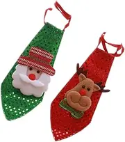 [HONMEET] Christmas 2 Pack Santa Claus Neckties Sequin Tie Christmas for Holiday Decorations
