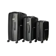 Olympus 3PC Astra Luggage Set Hard Shell Suitcase - Obsidian Black