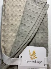 THYME & SAGE KITCHEN TOWELS (3) GREEN GREEN TAN 100% TURKISH COTTON NWT