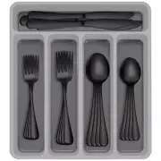 60-Piece Black Silverware Set with Organizer, AIVIKI Stainless Steel Flatware