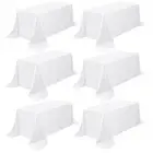 White Tablecloth 90 x 132 Inch, Rectangle Table Cloth for 8Ft Table, Polyeste...