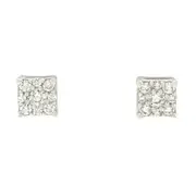 Bevilles Sterling Silver Cubic Zirconia Princess Cluster Stud Earrings