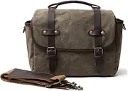 Camera Bag Fashion Leather Shoulder Bag Hand Bags Fit for Nikon Fit for Sony Lens Pouch Bag Waterproof Photo Bag(Army Green)