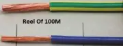 Hook Up Wire Single Core PVC Insulated 100m Green/Yellow TAIYO CABLETEC 521-0656