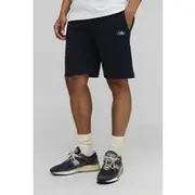 Mens Navy Loose Fit MAN Script Basic Shorts