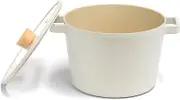 NEOFLAM FIKA Deep Stock Pot for Stovetops and Induction | Glass Lid with Wood Knob | Made in Korea (8.7" / 4.9qt)