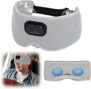 AURTEC 360° Blackout Sleep Eye Mask with Wireless Bluetooth 5.2 Headphones, Comfortable and Adjustable 3D Design, White Noise for Insomniacs, Long Battery Use for Travel/Nap/Camping/Night Sleep Grey