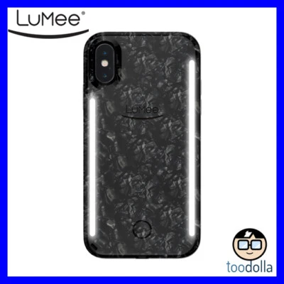 LuMee Duo protection selfie case front and back lights, iPhone X/XS, Pearl Black