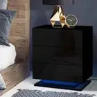 RGB LED Bedside Table Nightstand Storage High Gloss UV Finish Bedroom Furniture
