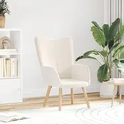 Modern Cream Curly Fabric Accent Chair, Comfortable Armchair for Living Room, Bedroom, Reading, Compact Sofa Seat, Sturdy Wood Frame for Home & Bed