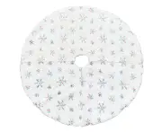 Christmas Tree Skirt Durable Shiny Sequin Contrast Color Holiday Prop Decorate Christmas Tree Foldable Snowflake Pattern Xmas Tree Apron for Christmas-J