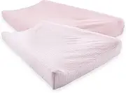 Touched by Nature Unisex Baby Organic Cotton Changing Pad Cover, Barely Pink, One Size