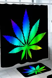 Green to Blue Weed Leaf Shower Curtain