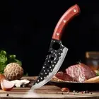 Forged Butcher Knife Kitchen Slicing Vegetable Meat Stainless Steel Wood Leather