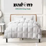 ZUNI Goose Down Duvet Quilt 500GSM Duvet Doona Winter Summer Quilt King Single