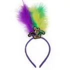 Hat Pattern Festive Mardi Gras Feather Headband Set - 10 Pack Sequin Jester Hat