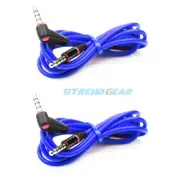 2X 4FT 3.5MM AUX L JACK MALE AUDIO STEREO CABLE BLUE FOR IPHONE 5S 5C IPOD NANO