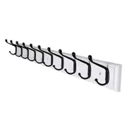 Coat Rack Wall Mounted: 10-Hooks, 16" Hole to Hole, 38 1 Pack White & Black