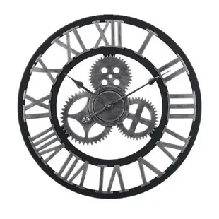 美式復古做舊齒輪掛鐘木質創意掛鐘工業風鐘表酒吧餐廳裝飾品壁鐘
