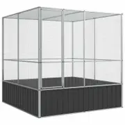 vidaXL Aviary with Extension Budgie Finch Pigeon Cage Parrot House Silver Steel