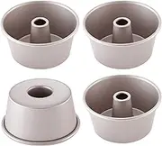 CHEFMADE Mini Angel Food Pan Set, 3.5-Inch 4Pcs Non-Stick Chiffon Tube Pan for Oven and Instant Pot Baking (Champagne Gold)