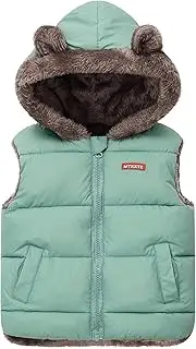 [KEOYA] Boys Girls Bear Ears Hooded Vest Sherpa Fleece Lined Vest Warm Winter Sleeveless Jacket Puffer Down Vest