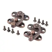 1Pair Lock Hook Clasp Vintage Hasp Hook Latch Hook Hasp for Wooden Red Copper