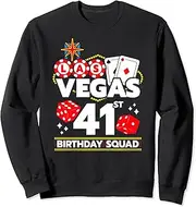 [X.Style] Vegas Birthday - Vegas 41st Birthday - Vegas Birthday Squad Sweatshirt ds1853 Sweater (S) Black
