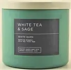 Bath & Body Works White Barn WHITE TEA & SAGE 3-Wick 14.5 Ounce Candle