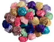 10pcs. Satin Rosette Flowers-1.5"-DIY Flowers-Flatback