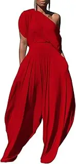 [Thivhav] 2 Piece Outfits for Women Matching Lounge Tracksuits Sets Off Shoulder Tops and Harem Pants Set