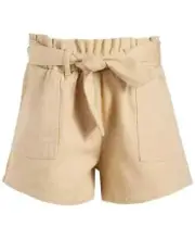 Grayson Threads Kids, The Label Tie-Belt Paperbag Twill Shorts Girls' S Beige