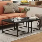 Set of 2 Coffee Table Stackable Sintered Stone Nesting Table Set for Living Room