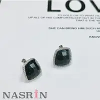 在飛比找蝦皮購物優惠-Nasrin 氣質全銀黑色鋯石鑽石耳環