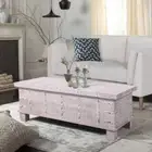 ISLA MANGO STORAGE COFFEE TABLE WHITE DISTRESSED STORAGE TRUNK SANDBLAST VINTAGE
