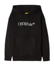 Off-White Kids Logo-Printed Long-Sleeved Hoodie 8Y Black