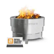 Smokeless Firepit - 25" Portable Firepit with Carry Bag, Collapsible Stainles...