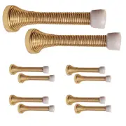 10 Pack Flexible Spring Baseboard Doorstop 3 1/4" Polished Brass Stop BH2006PB