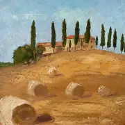 Original Oil Art Tuscan Landscape on 10x10 in