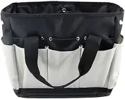 Gardening Tool Tote Bag Multi-Purpose Deluxe Garden Tool Storage Bag with Pockets for Gardening Electrician Maintenance（Black With Grey）